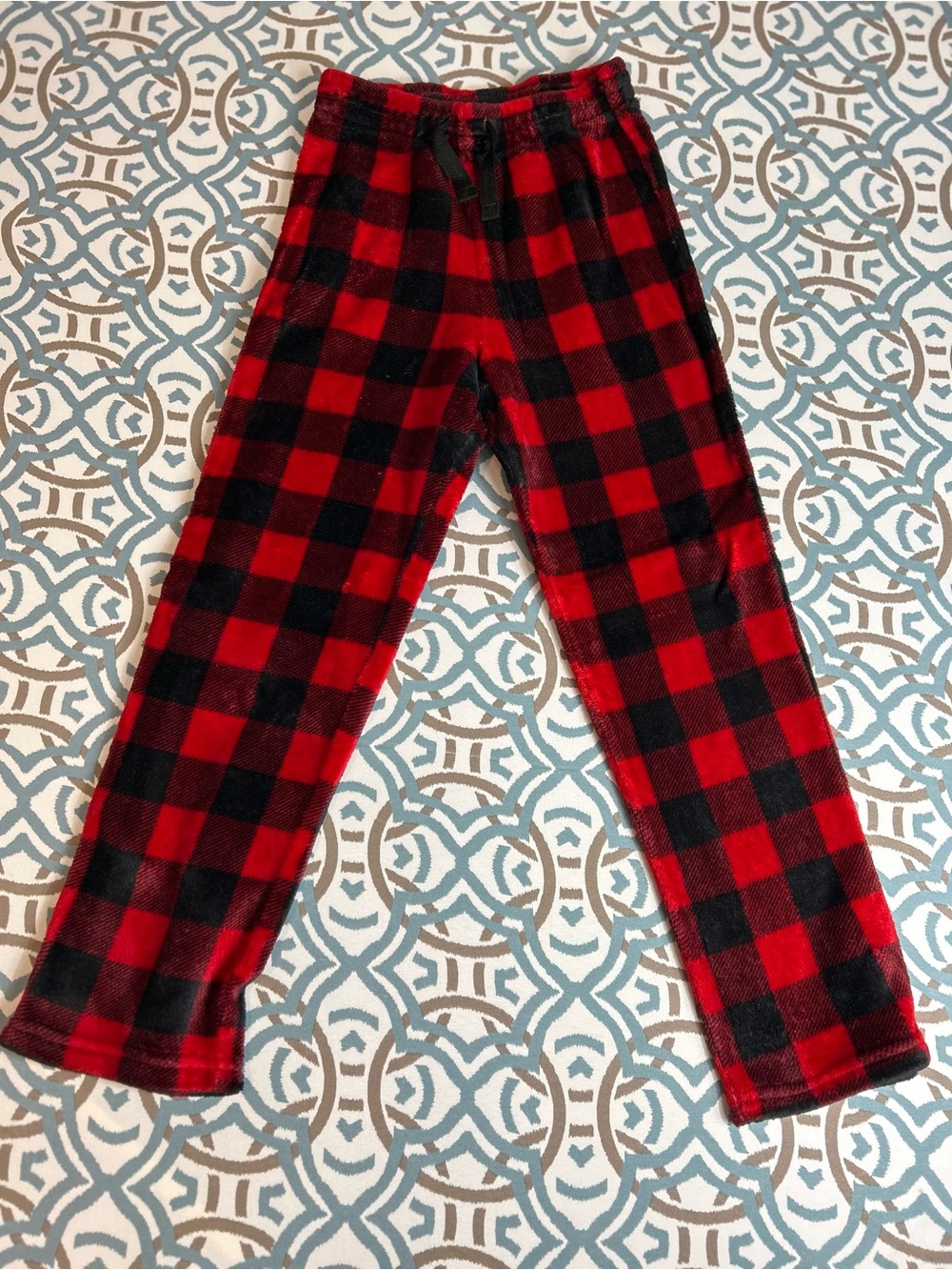 Kids Red & Black Plaid Fleece sleepwear